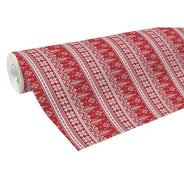 Stor rulle presentpapper 50m ALLIANCE röda vita skandinaviska granar
