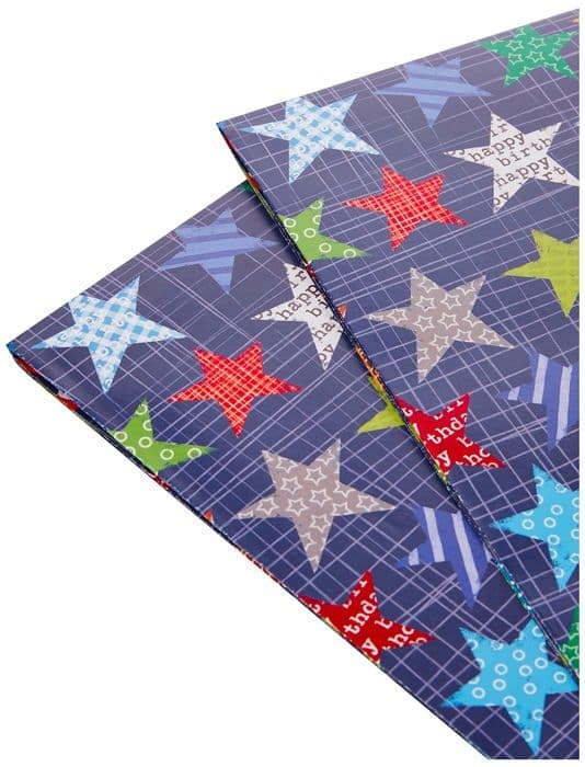 Abacus Presentpapper - 03465A - "Star Repeat" Presentpapper med 2 bundna ark/etiketter