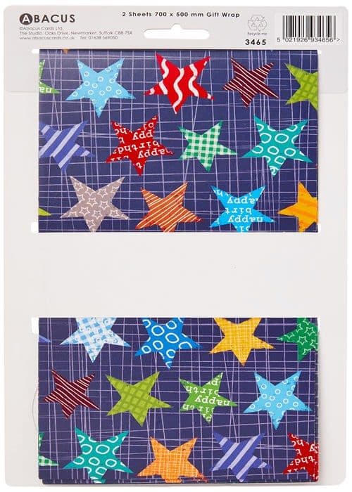 Abacus Presentpapper - 03465A - "Star Repeat" Presentpapper med 2 bundna ark/etiketter