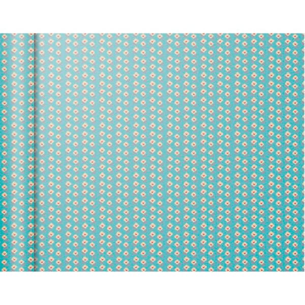 Presentpapper - Clairefontaine - Tiny Rolls - Blå blommor - 5m x 35cm - 80g/m²