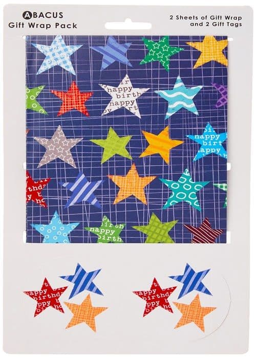 Abacus Presentpapper - 03465A - "Star Repeat" Presentpapper med 2 bundna ark/etiketter