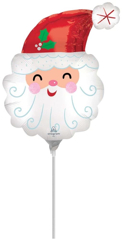 Julröd mini folieballong med Tomte (WP)