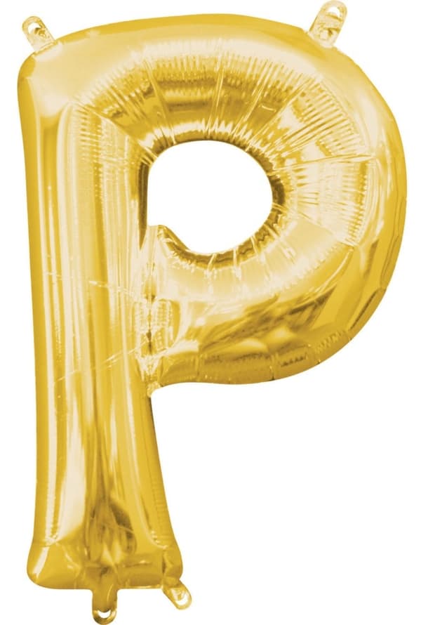 Mini P Bokstavsballong i Guldfolie - 33 cm