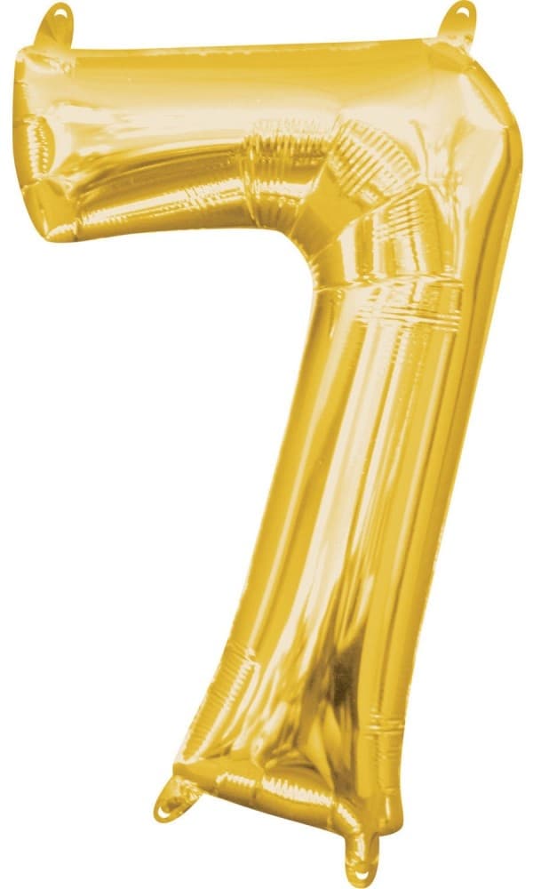 Nummer Guld, Guld mini nummerfolieballong nummer 7 - 40 cm