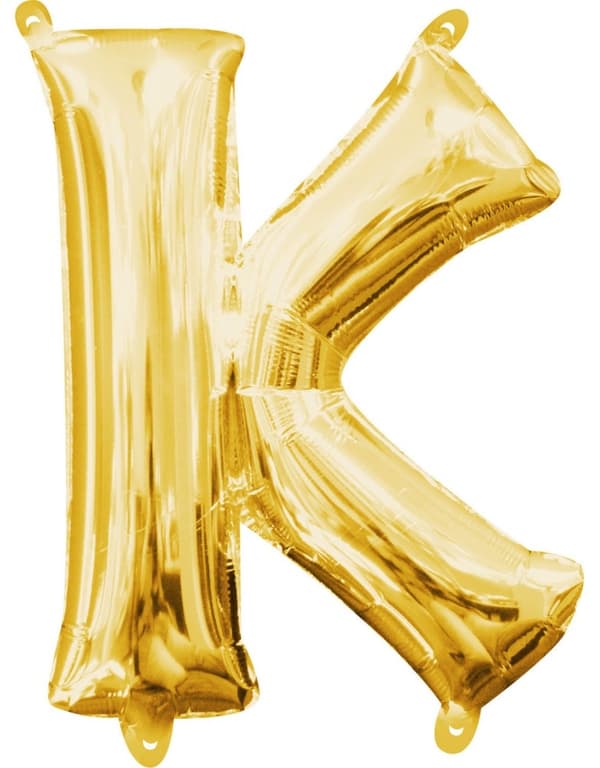 Guld, Mini K-bokstavsfolieballong 33 cm