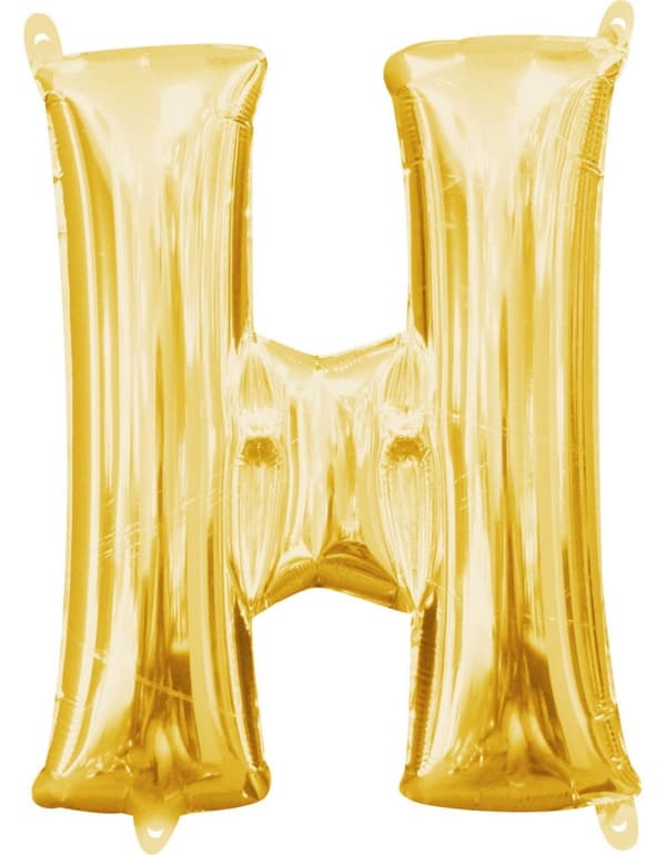 Nummer Guld, Guld mini H-bokstavs folieballong 33 cm