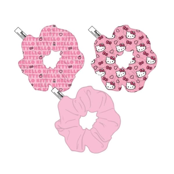 Hello Kitty Scrunchie-set med 3 hårsnoddar