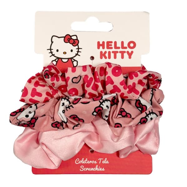 Hello Kitty Scrunchie-set med 3 hårsnoddar
