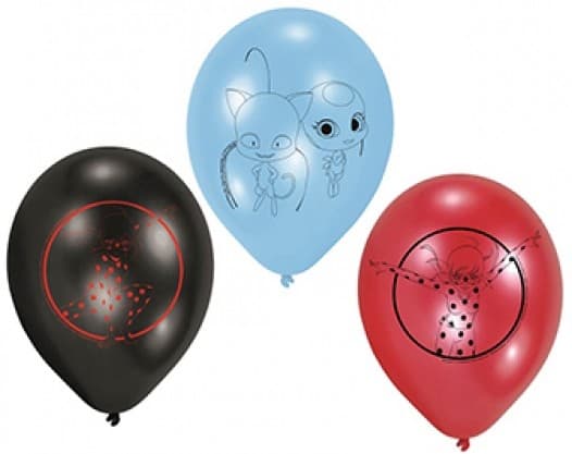 Miraculous Ladybug Ballongset - 6 st. 9 tum (22,8 cm) för Festlig Dekoration