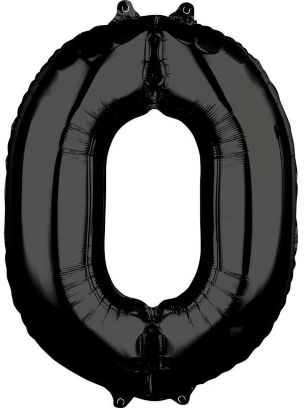 Svart Nummer 0 Folieballong 66x50 cm