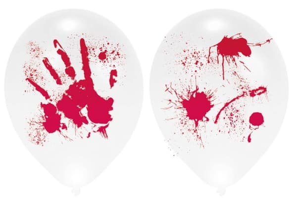 Halloween LED-ballonger med blodiga händer, 4 st 11 tum (27,5 cm)