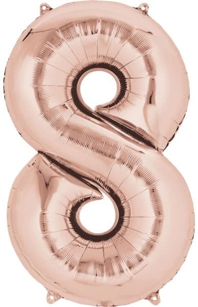 Roséguld Gigantisk Siffer Folieballong 8, 86*53 cm