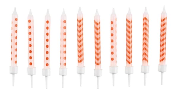 Orange spiral tårtljus – Set med 10 stycken