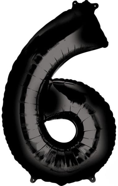 Siffra Svart gigantisk folieballong 6, 86*55 cm