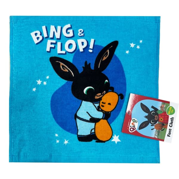 Bing Night handduk, ansiktshandduk och fickhandduk 30x30 cm - Perfekt för barn och lekfull inredning