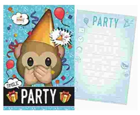 Blå Partyinbjudan med Emojis