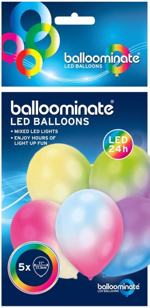 Multifärgad och Lysande LED Ballong, 5 stycken, 11 tum (27,5 cm)