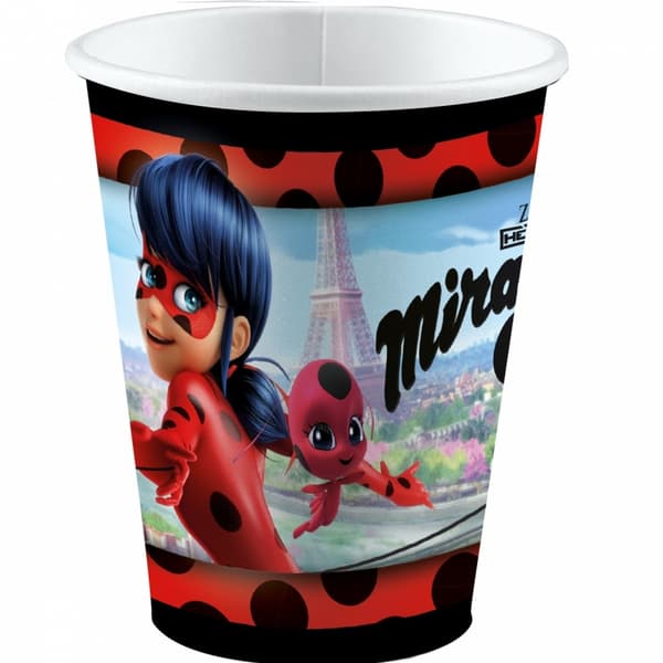 Miraculous Ladybug Pappersmuggar i stadstema - 8 stycken, 250 ml