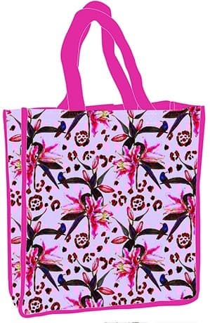 Blomma Lila Shoppingväska 34 cm - Trendig och Rymlig Att Handla Med!