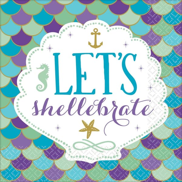 Mermaid Shellebrate Servetter 16 st, 33x33 cm