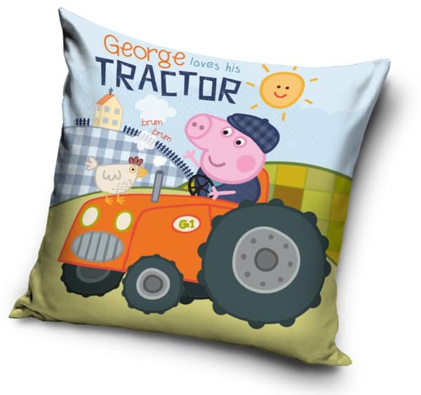 Greta Gris Georges Traktor velour kuddfodral 40×40 cm