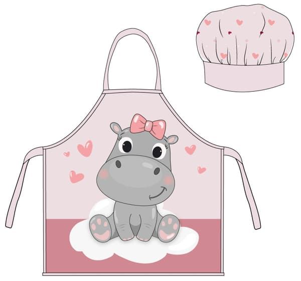 Hippo Pink Hippo Barnförkläde 2-delars Set