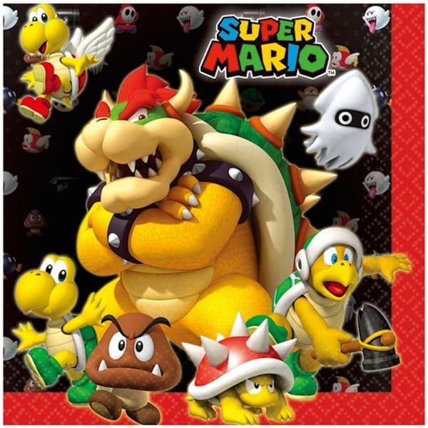 Super Mario Svampvärlden Servetter 20 st 33x33 cm - Perfekt för fest och kalas!