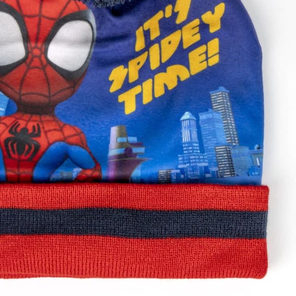 Spider-Man Spidey Time barnset med mössa och handskar