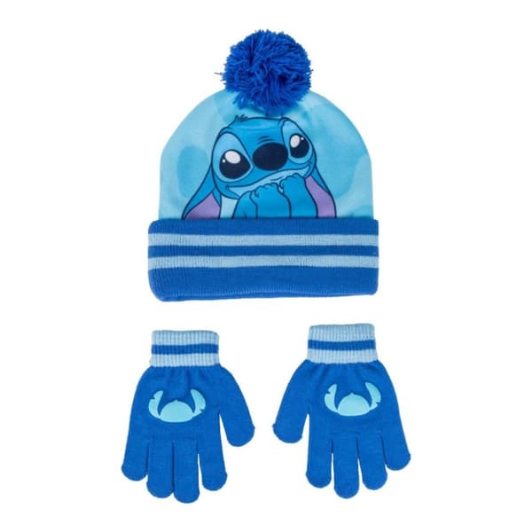 Disney Lilo & Stitch Blå Barnmössa och Vante-set – Perfekt för Kalla Dagar!