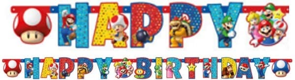 Super Mario Svampvärlden Gratulerar på födelsedagen skylt 190 cm