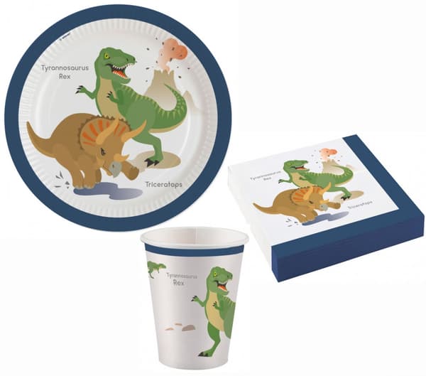 Dinosaurie Happy Party-set med 36 delar och 23 cm tallrikar