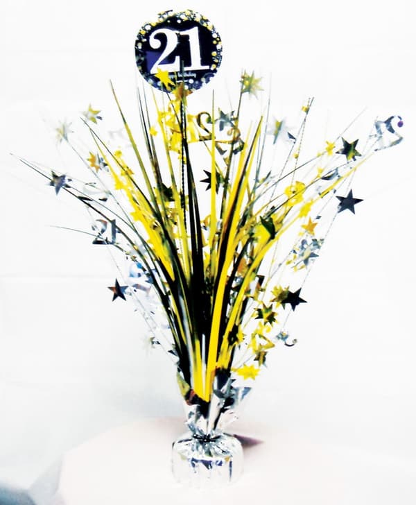 Lycklig Födelsetags Dekoration - Guld 21 Table Decoration 45,7 cm