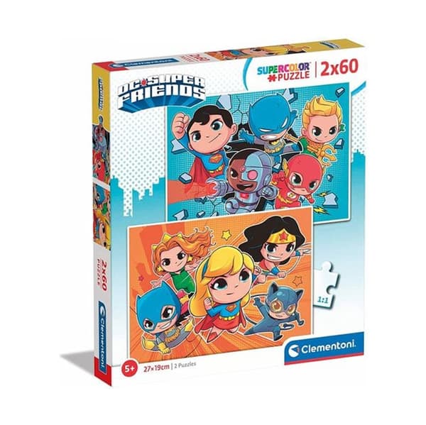 Justice League Mini Vänner - DC Superhjälte 2x60 bitar pussel av Clementoni