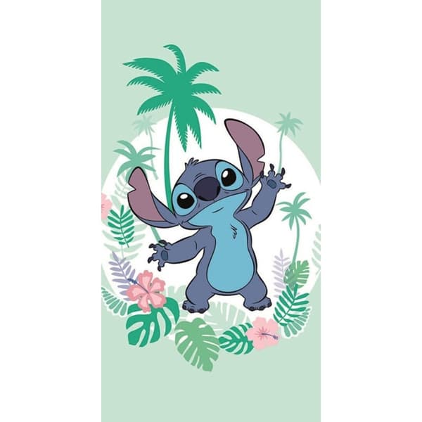 Disney Lilo & Stitch Grön Hantverkshandduk, Strandhandduk 70x140 cm - Perfekt för Sommardagar!
