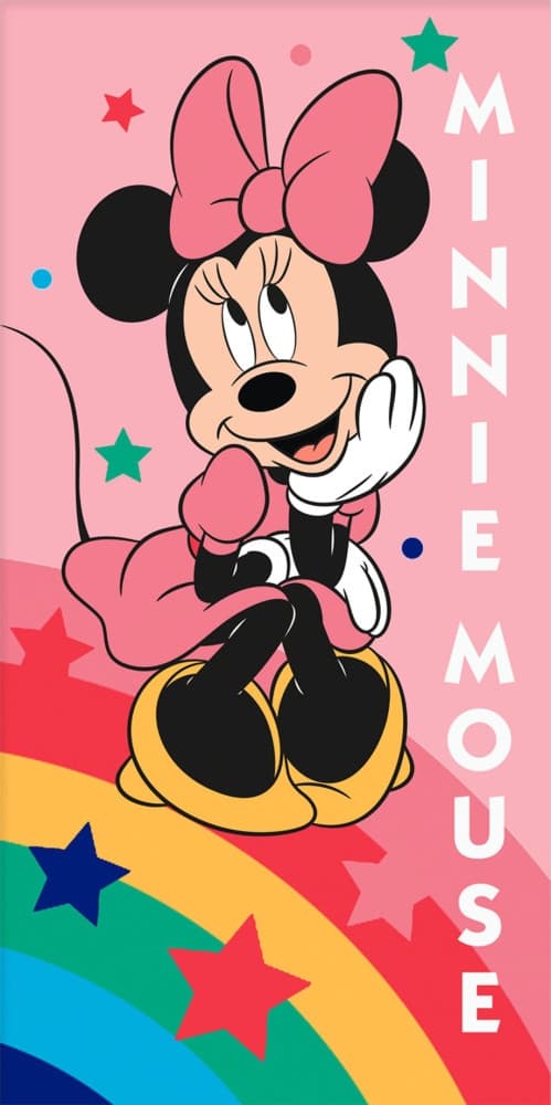 Disney Mimmi Pigg Regnbågssstar Badhandduk, Strandhandduk 70x140 cm