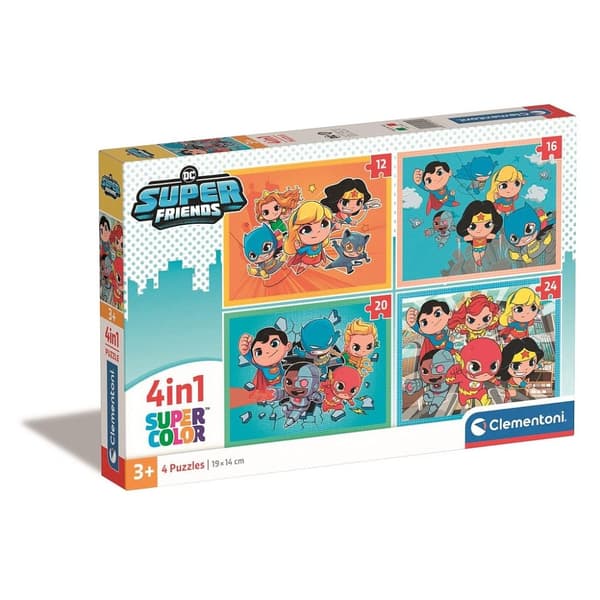 Justice League Mini-mates DC Superhjälte 4-i-1 Pussel av Clementoni