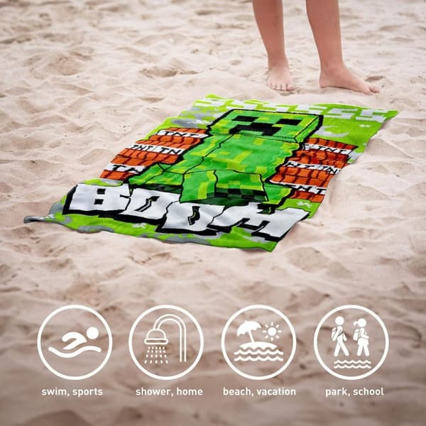 Minecraft Badrake, Strandhandduk 70x140 cm (Snabbtorkande)