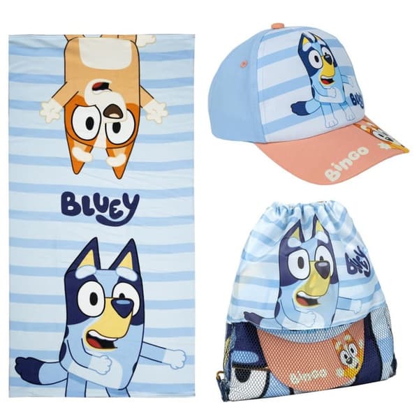 Bluey handduk, gymväska och snapback-set
