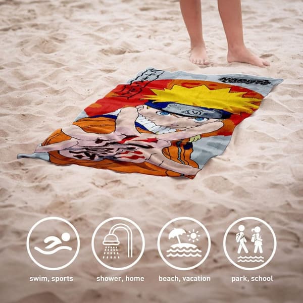Naruto Jutsu Badhandduk, Strandhandduk 70x140cm (Snabbtorkande)