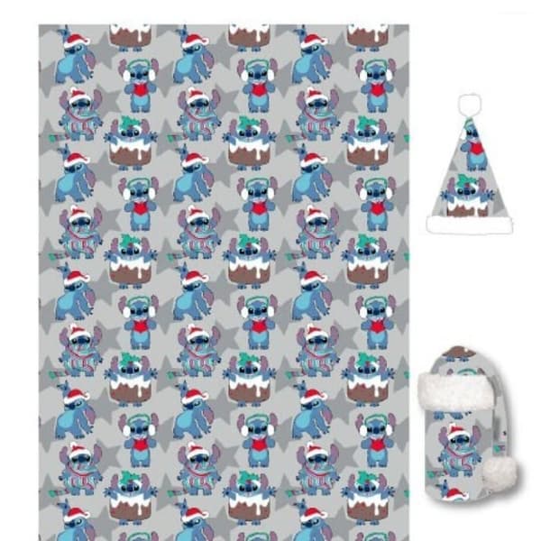 Disney Lilo & Stitch Grå Juleflanellfilt och Hatt Set