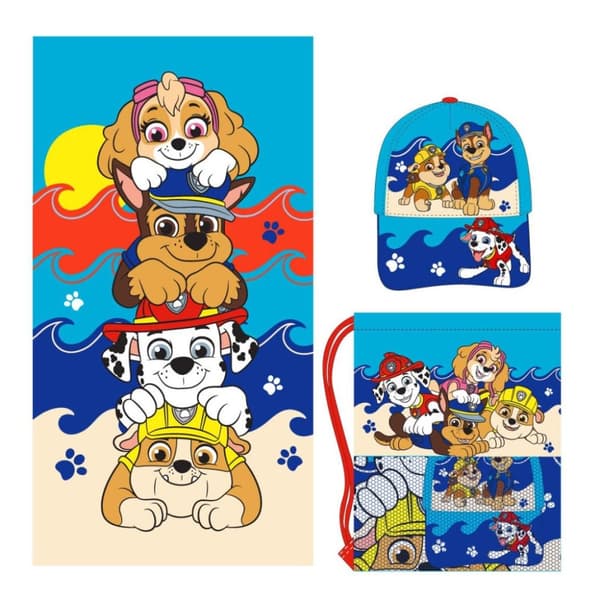 Paw Patrol handduk, gymväska och baseballkeps – Set för aktiva äventyr