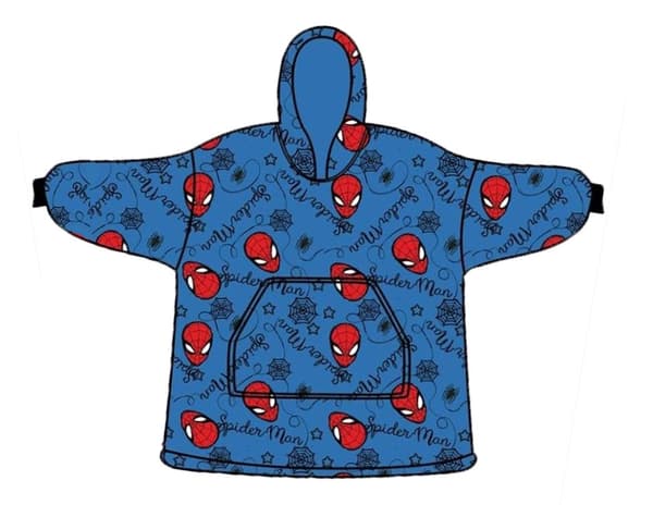 Spider-Man Blå pläd med poncho-funktion – Mjuk och mysig fleecefilt