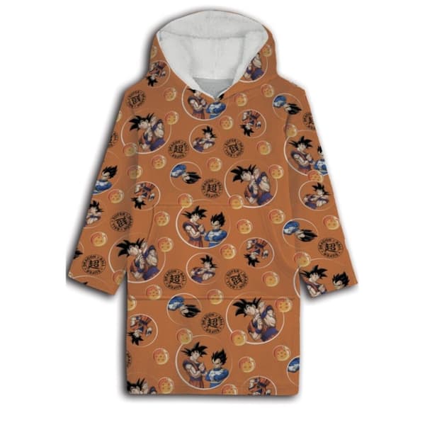 Dragon Ball mjuk och skön pläd poncho – perfekt för mysiga stunder!
