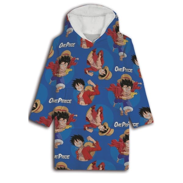 One Piece mjuk teddyfilt med poncho-design