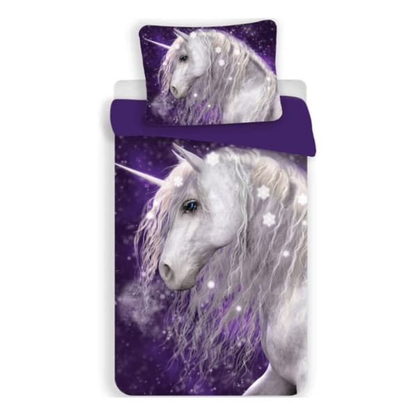 Unicorn Lila Barnsänglakan 100×135 cm, 40×60 cm - Mjuk och Färgglad Sängtextil för Barn