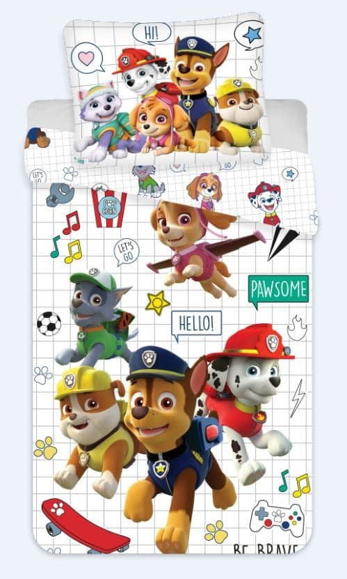 Paw Patrol Rutigt Barnsängset 100×140 cm, 40×45 cm - Mysigt och Praktiskt för Små Äventyr!