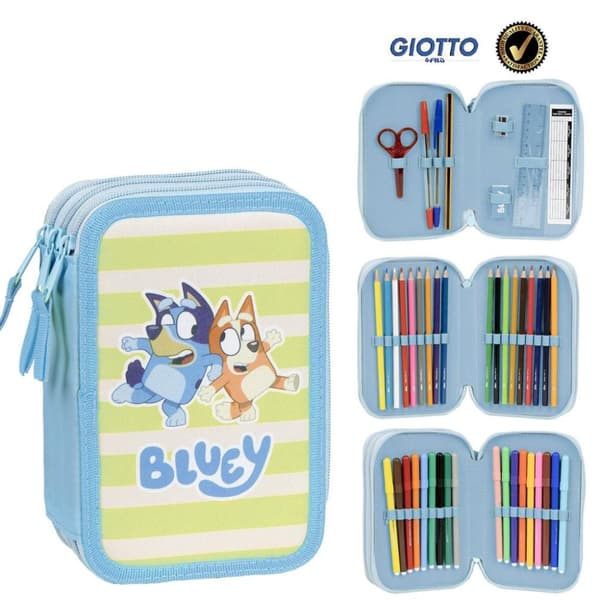 Bluey Fyllt Pennfodral med 3 Lager - Perfekt för Skolarbetet!