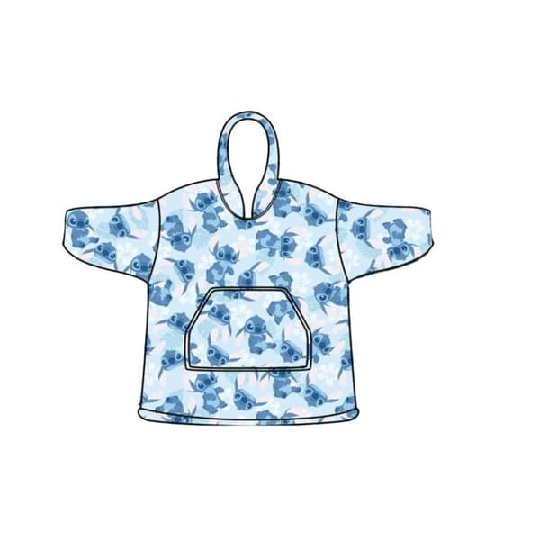 Disney Lilo & Stitch Blå vuxenpullover av fleecefilt, poncho