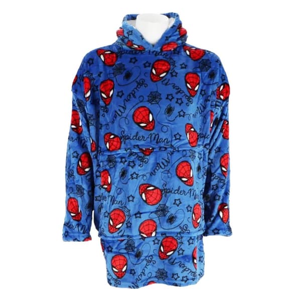 Spider-Man Blue vuxenfilt i polarfluff, poncho