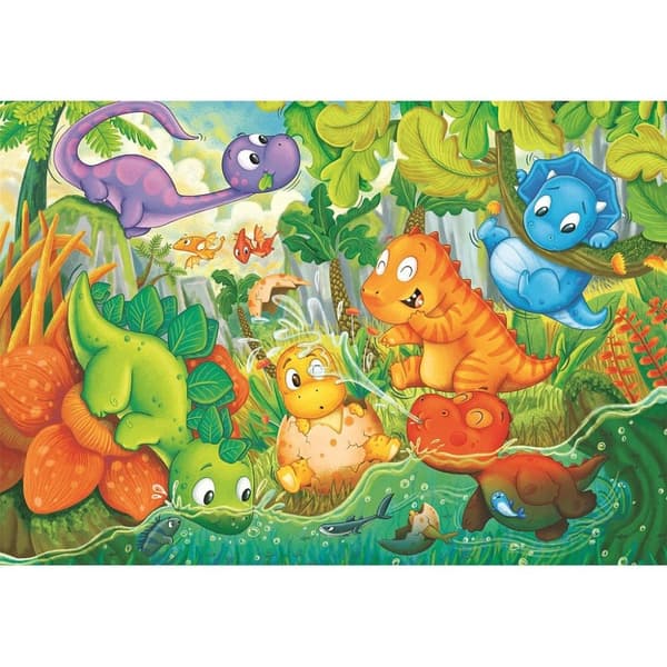 Dinosaurier Lycklig Oas 24-delars Maxi Pussel